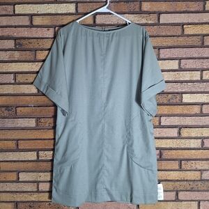 ASOS DESIGN Size 6 Green Twill Boxy T-shirt Mini Dress